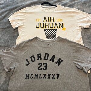 (2) Air Jordan Shirts Mens XXL 2X Gray White Short Sleeve Jumpman Nike Cotton